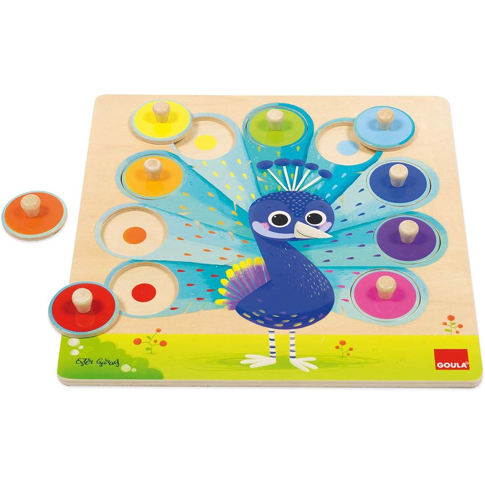 Дървен пъзел, Научи цветовете, Паун