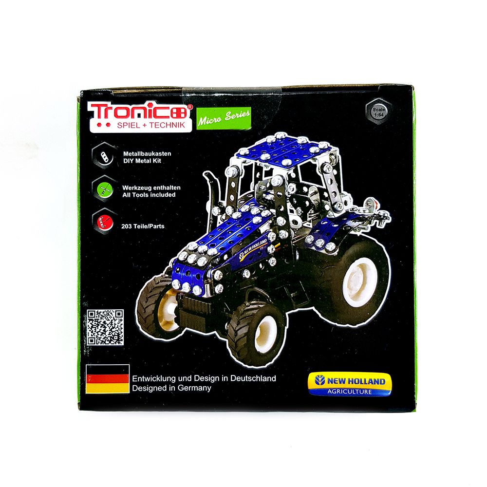 Micro Series, Метален конструктор Трактор New Holland T4, 203 части, Tronico