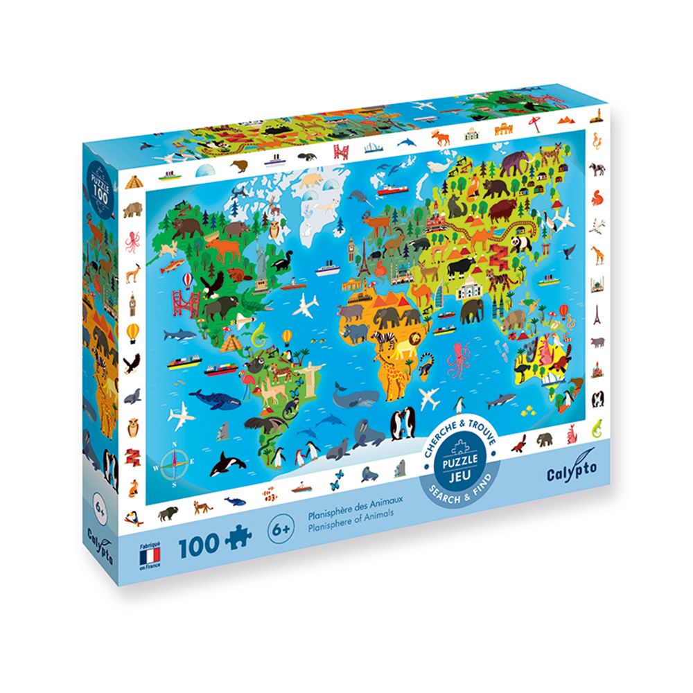 SentoSphere, Пъзел диви животни, Карта на света, 100 части