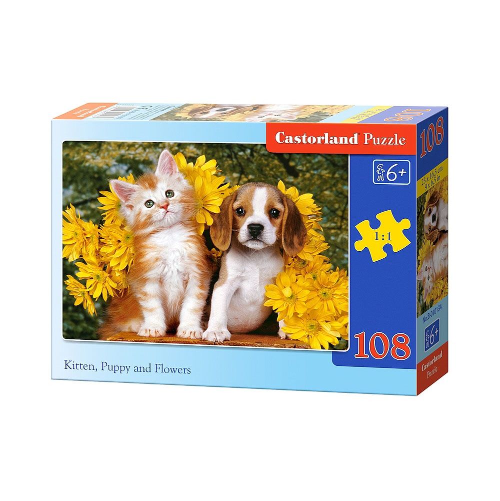 Castorland, Коте, куче и цветя, пъзел 108 чаcти
