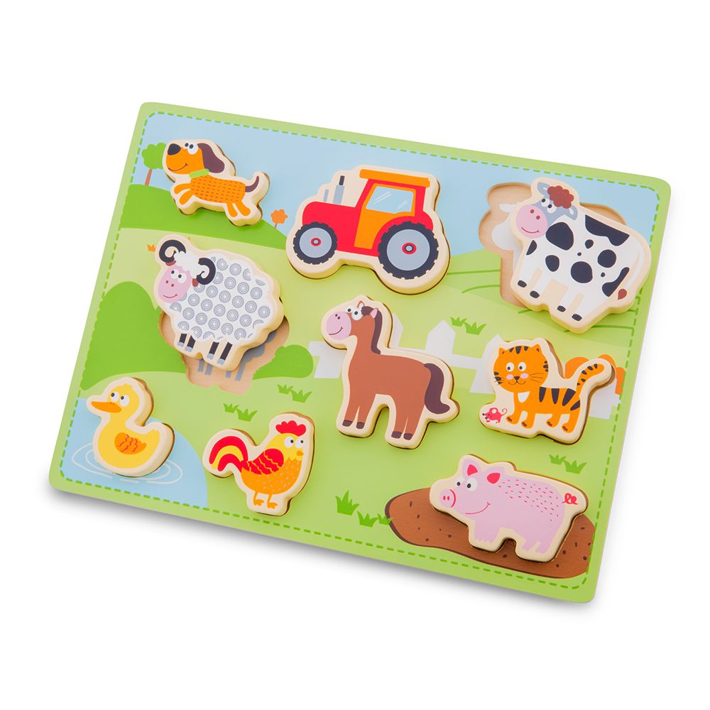 New Classic Toys, Дървен пъзел, Ферма, 7 елемента