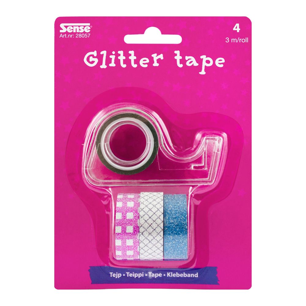 Sense, Блестящо декоративно тиксо WASHI TAPE, 4 броя с държач