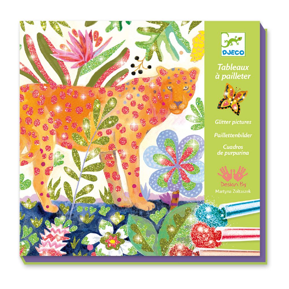 Djeco, Комплект за рисуване с брокат, Джунгла