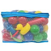 Пластмасови топки с пате и въдица в PVC мрежа, 62 броя