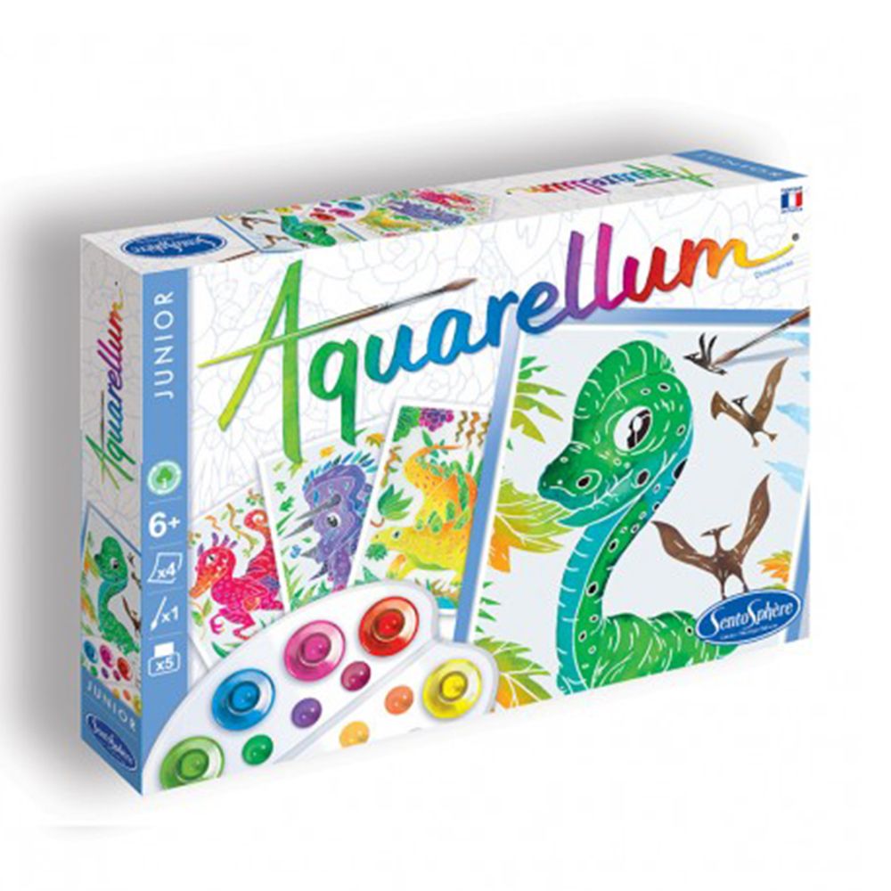 SentoSphere, Aquarellum Junior, Комплект за рисуване с акварелни бои, Динозаври