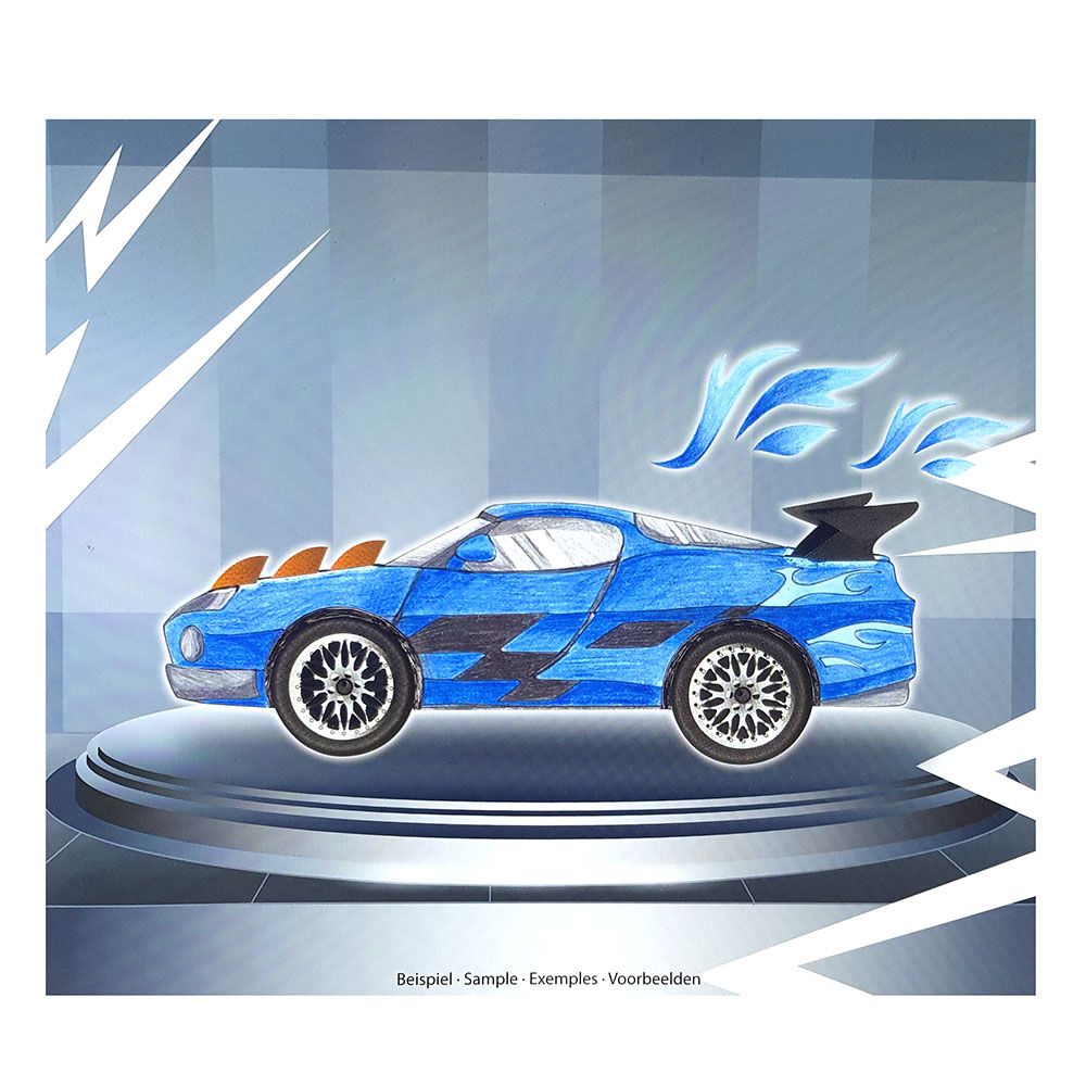 Книжка за рисуване със стикери и шаблони, Състезателни коли