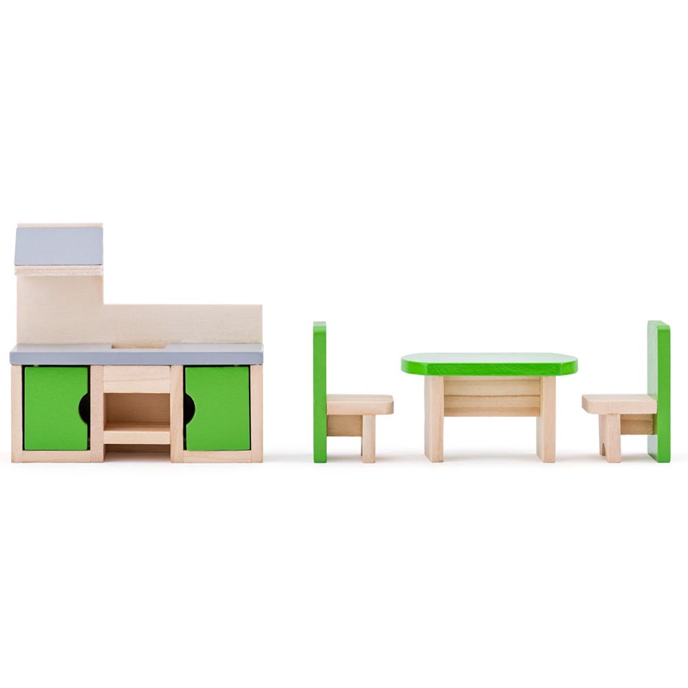 Дървена къща за кукли, с обзавеждане, Изабел