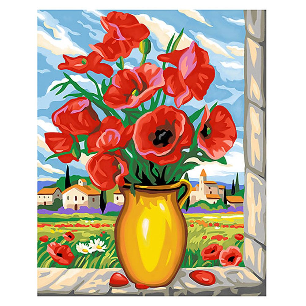 Sequin art, Рисуване по номера, Макове, с 30 броя боички