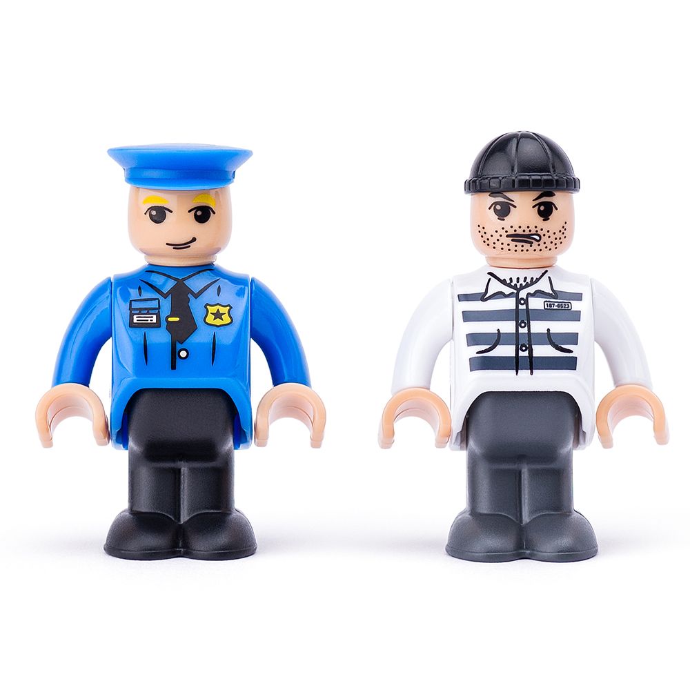 Полицейска кола с полицай и затвотник, комплект за влакови релси