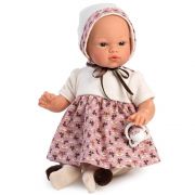 Кукла-бебе Коке, с рокля и терлички с помпони