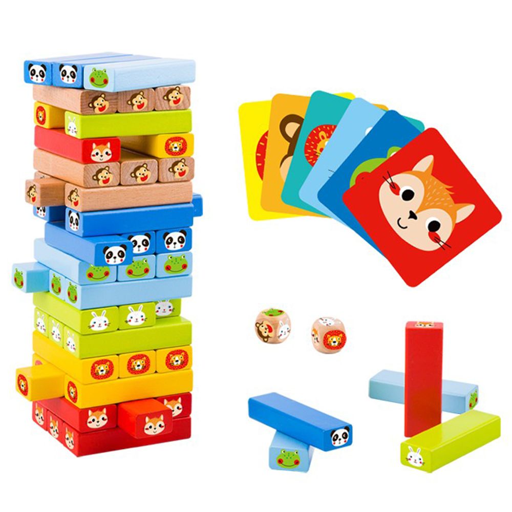TookyToy, Дървена цветна дженга със зарче, Животни