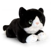 Плюшена черна котка с бели петна, 32 см