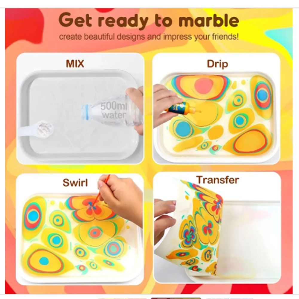 Комплект за рисуване, Мраморни картини, с 12 боички