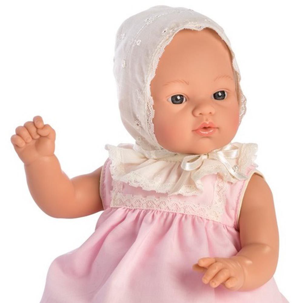 Кукла-бебе Коке, с розова рокля с дантели