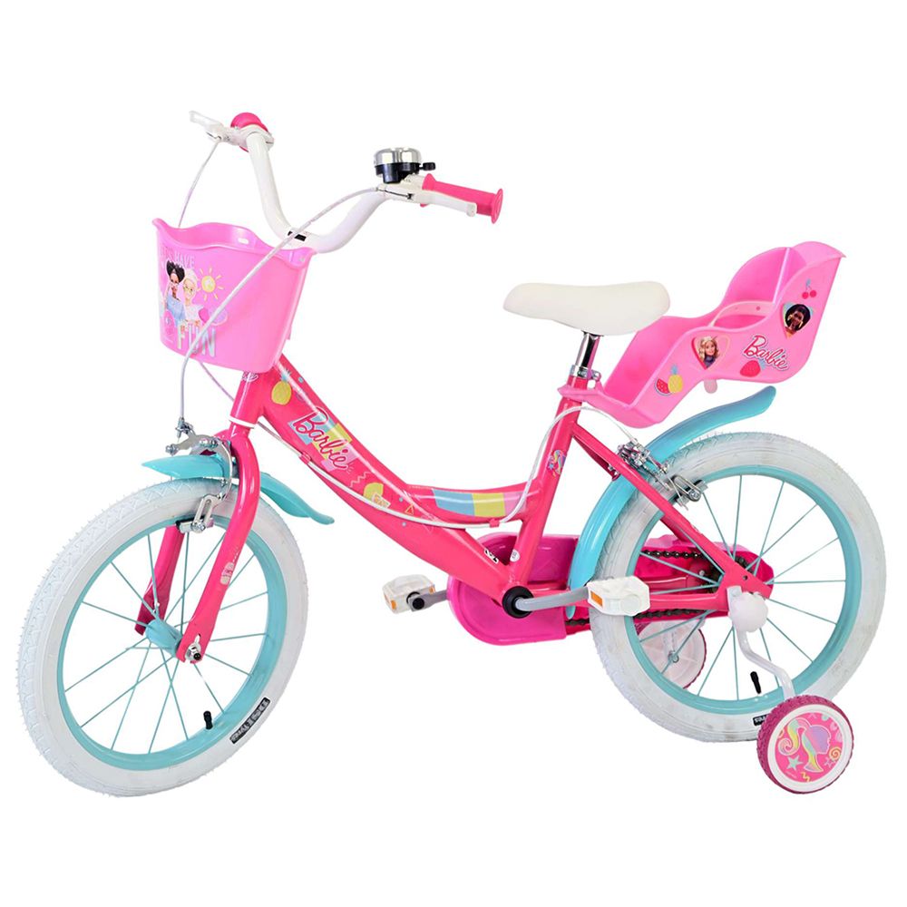 Детски велосипед с помощни колела, Barbie, 16 инча