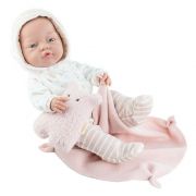 Кукла бебе Бебита, със суичър, одеялце и играчка, 45 см