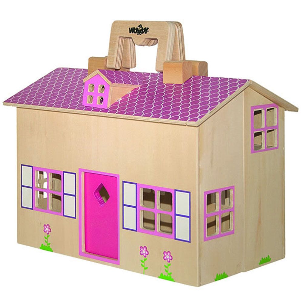 Къща за кукли с аксесоари - куфарче, 15 части