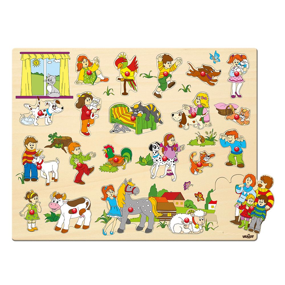 Голям дървен пъзел с дръжки, Един ден във фермата