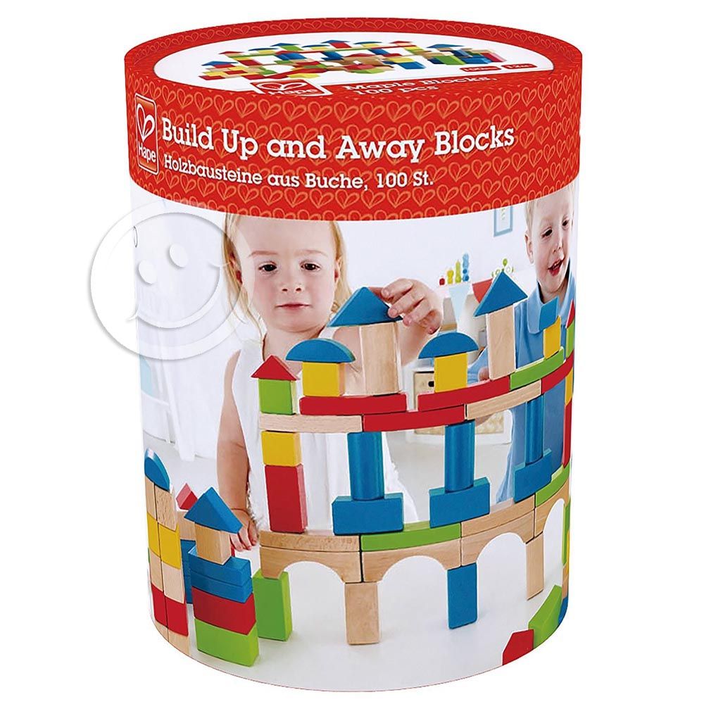 Hape, Дървен конструктор в кофа, 100 части