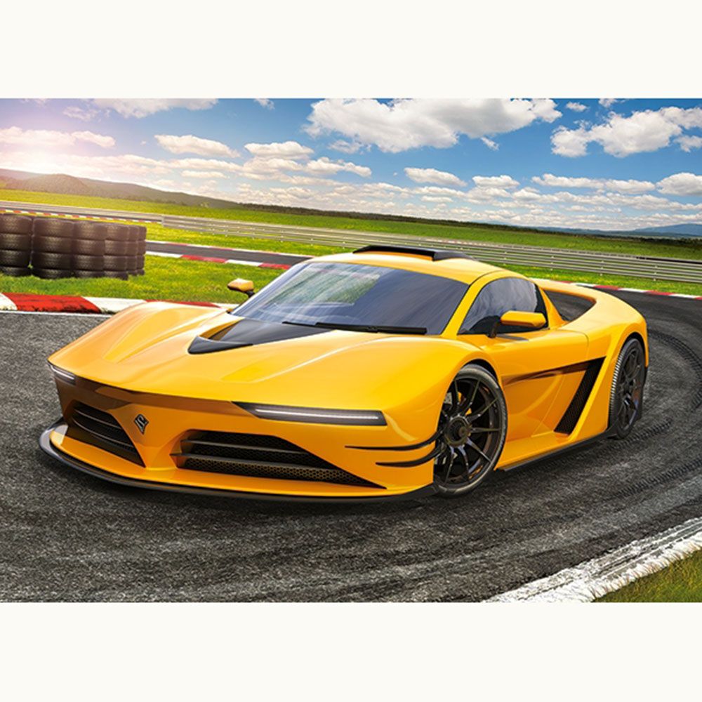 Жълта състезателна кола, пъзел 120 части