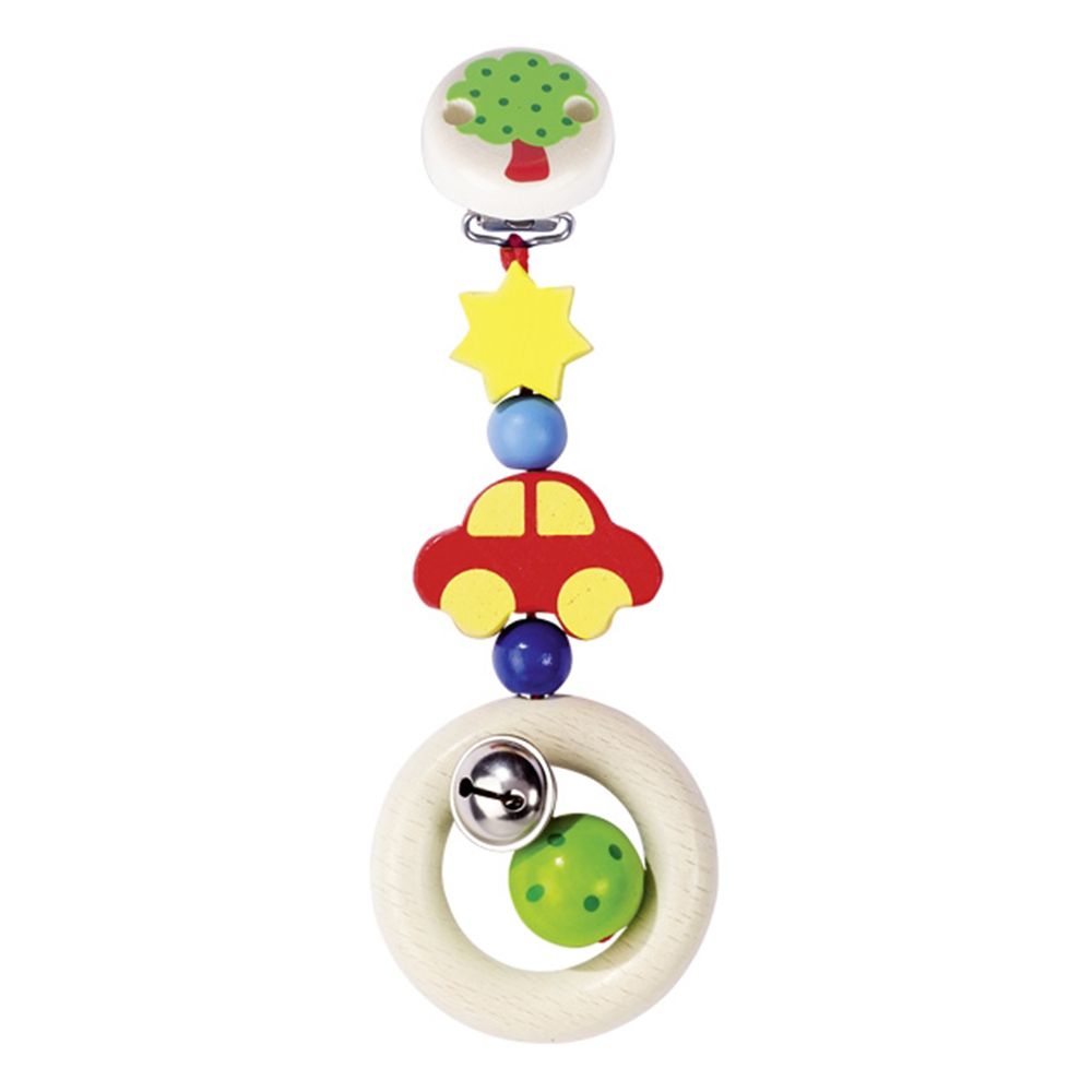 Goki, Дървена бебешка играчка с клипс, Кола