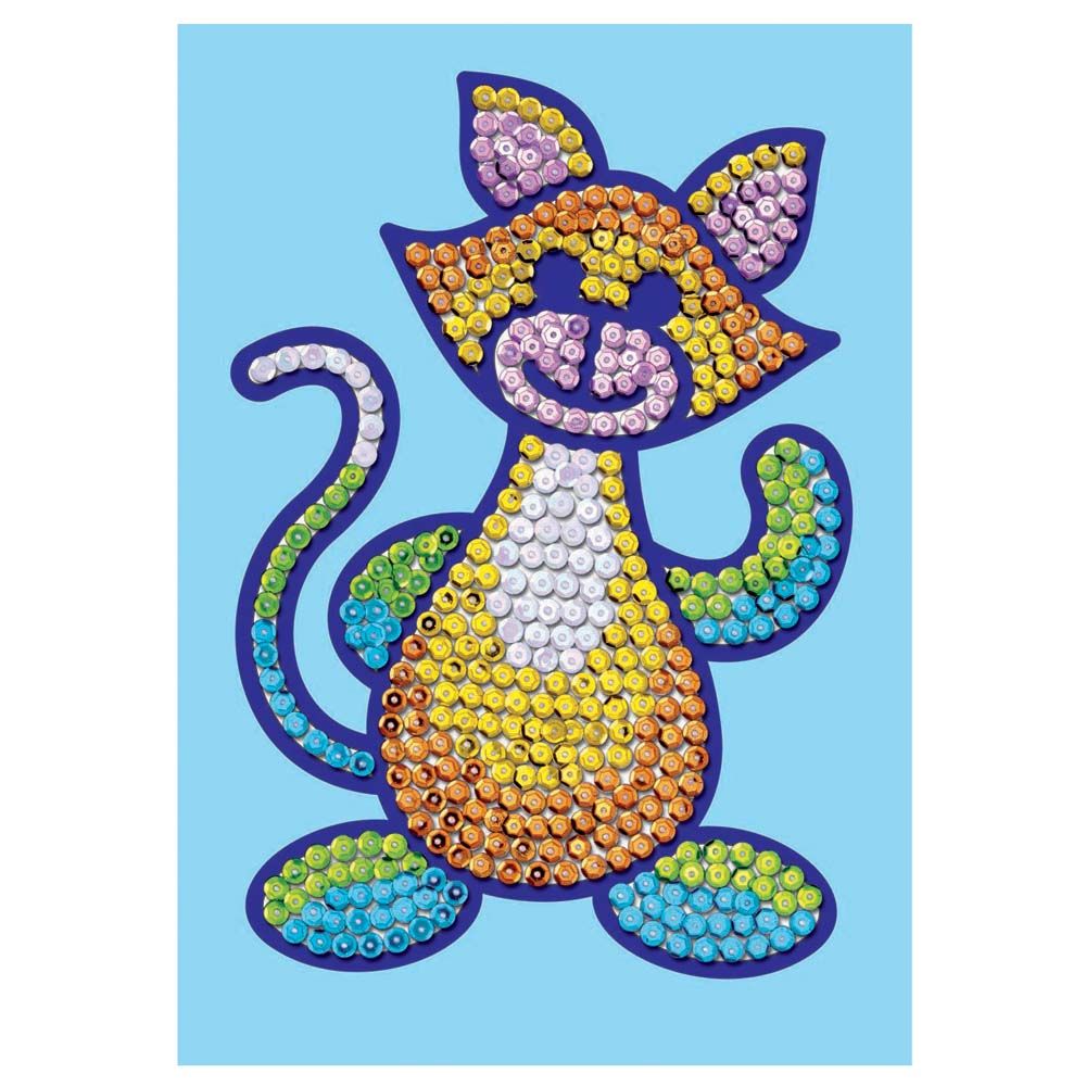 Sequin art, Изкуство с пайети, Коте