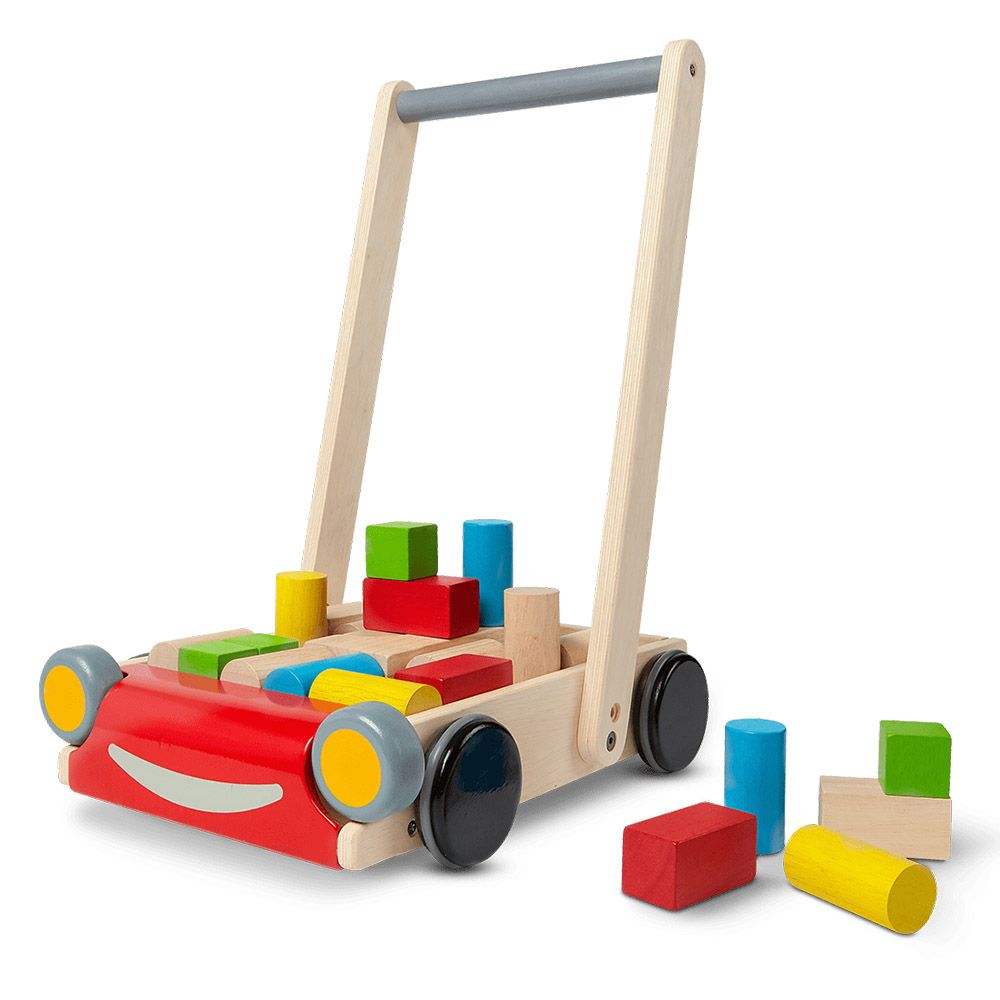 PlanToys, Дървена проходилка с конструктор, Весела кола