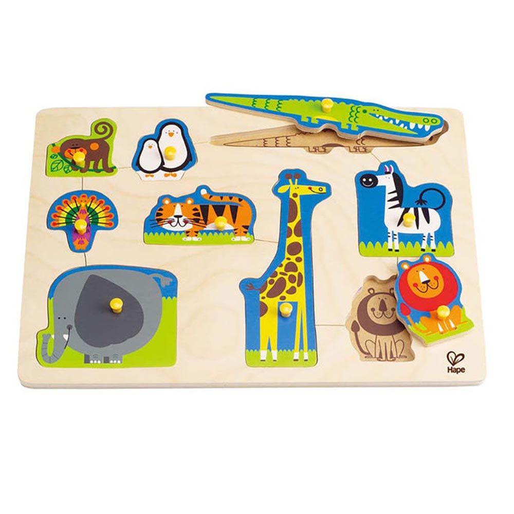 Hape, Дървен пъзел с дръжки, Диви животни