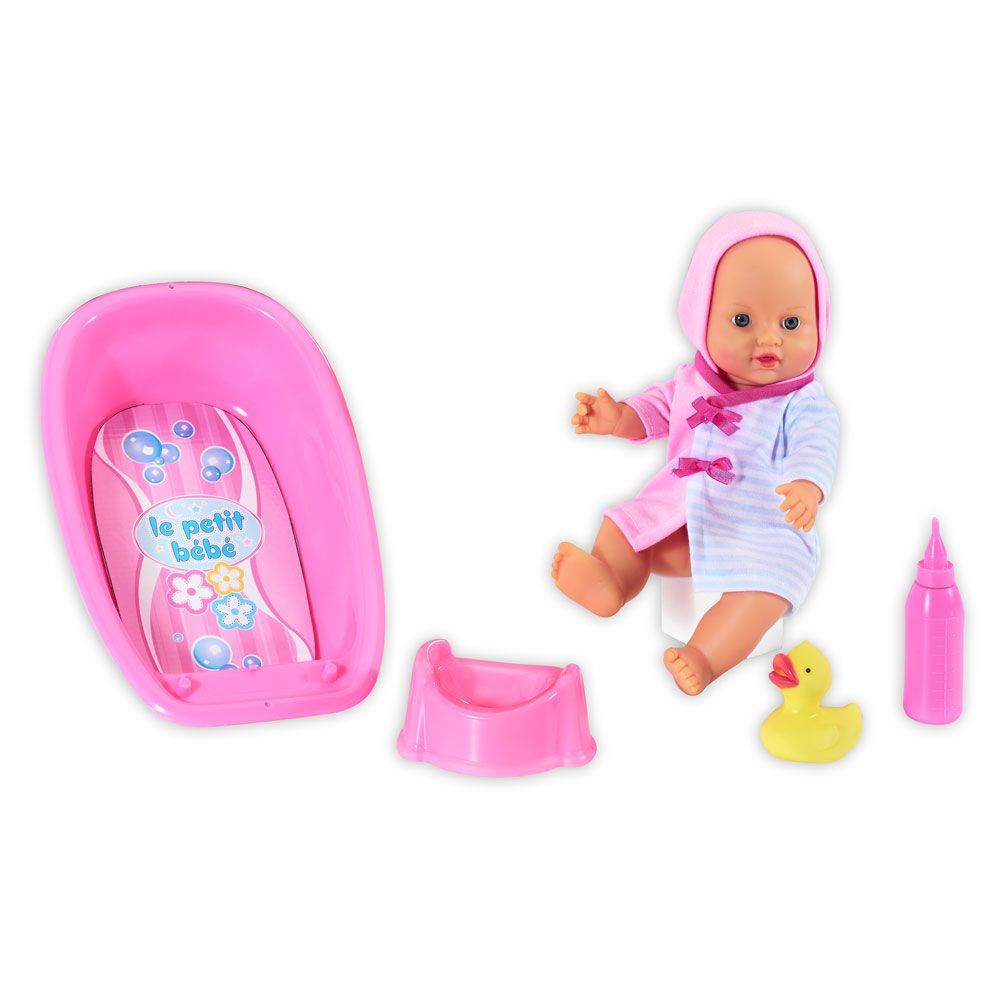 LT Пишкаща кукла LE PETIT BEBE, с корито за къпане, шише и гърне