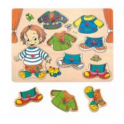 Дървен пъзел с дръжки Себастиян с дрехи