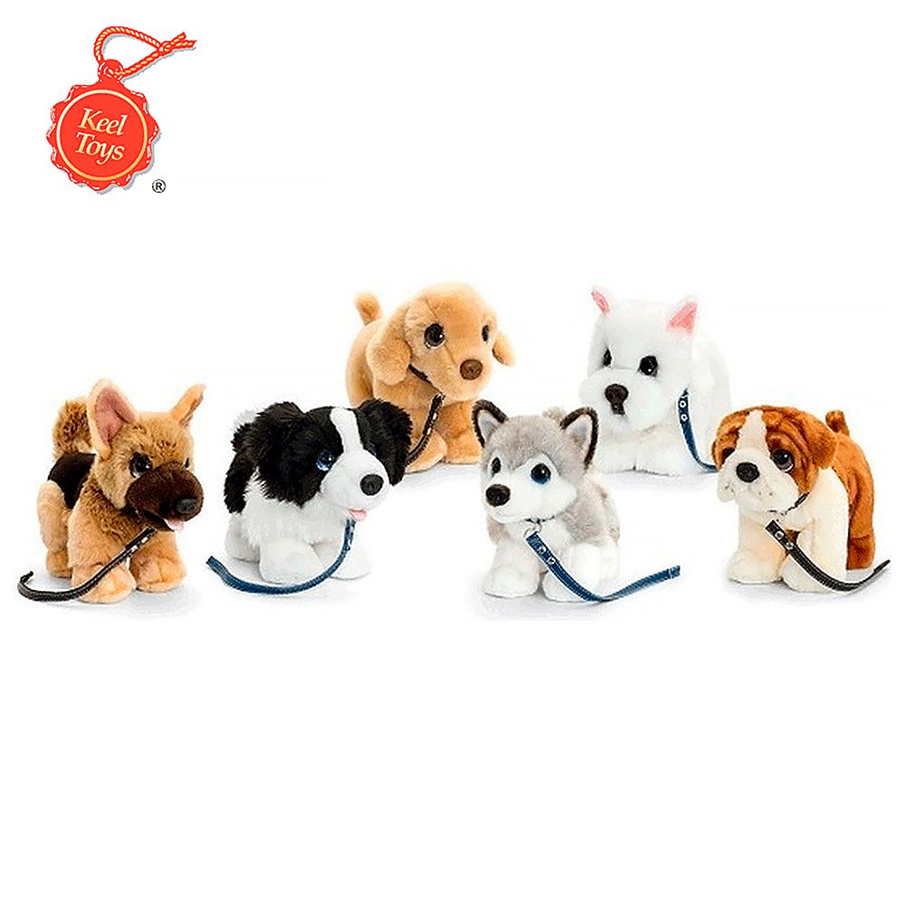 Keel Toys, Плюшено куче с каишка, 30 см, асортимент