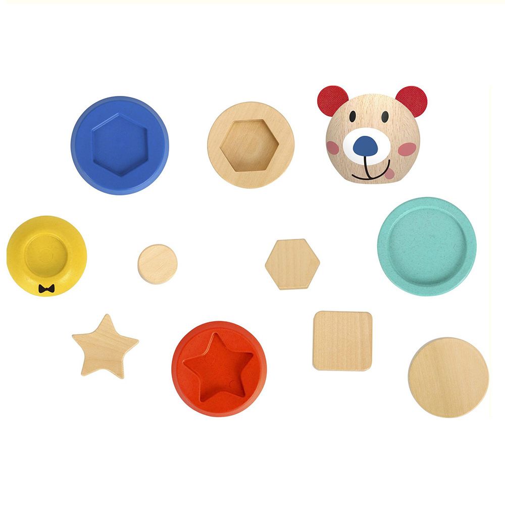 Дървена низанка - сортер с форми, Палавото мече