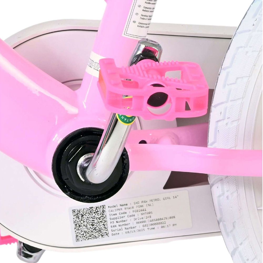 Детски велосипед с помощни колела, Paw Patrol, 14 инча, Момичета