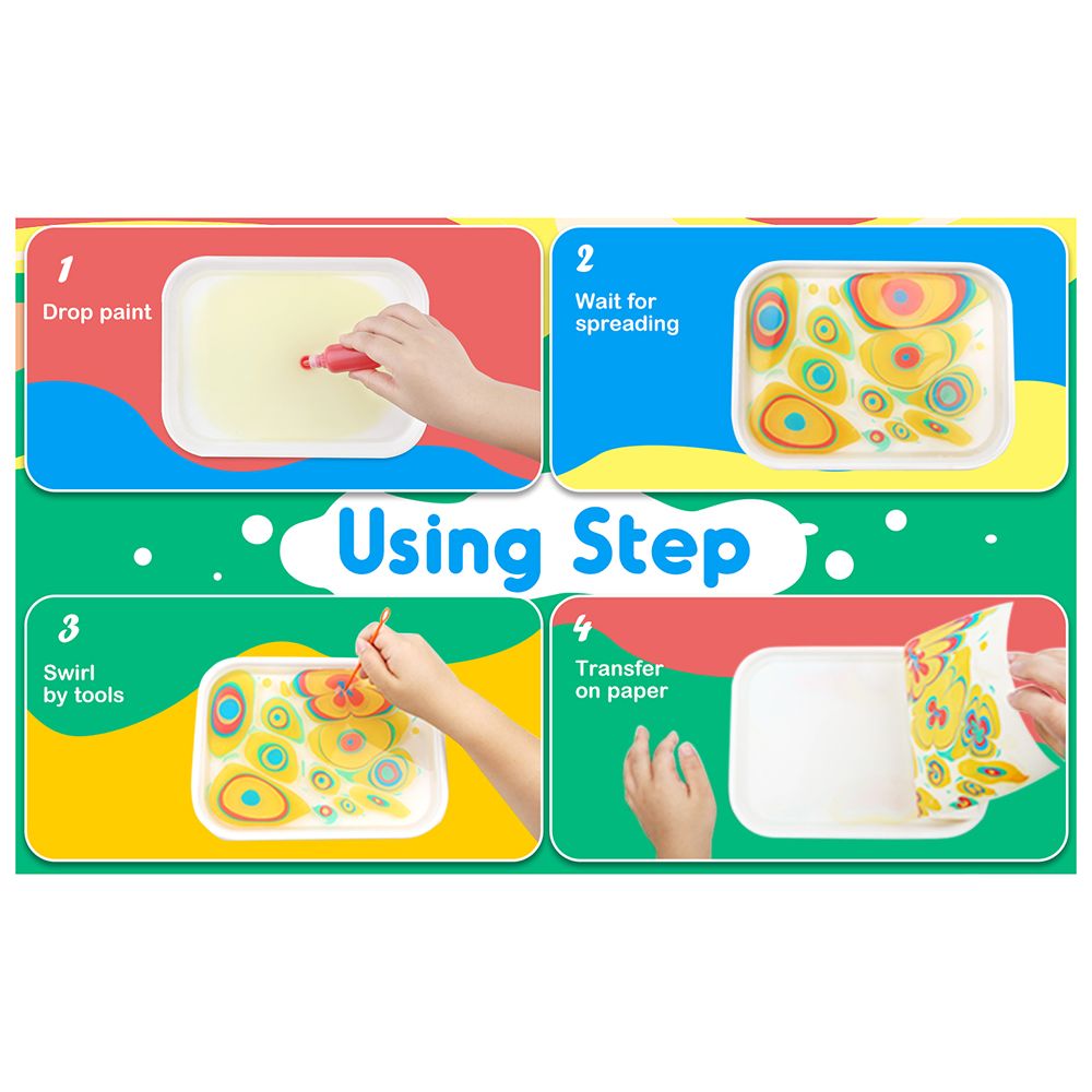 Комплект за рисуване, Мраморни картини, с 6 боички