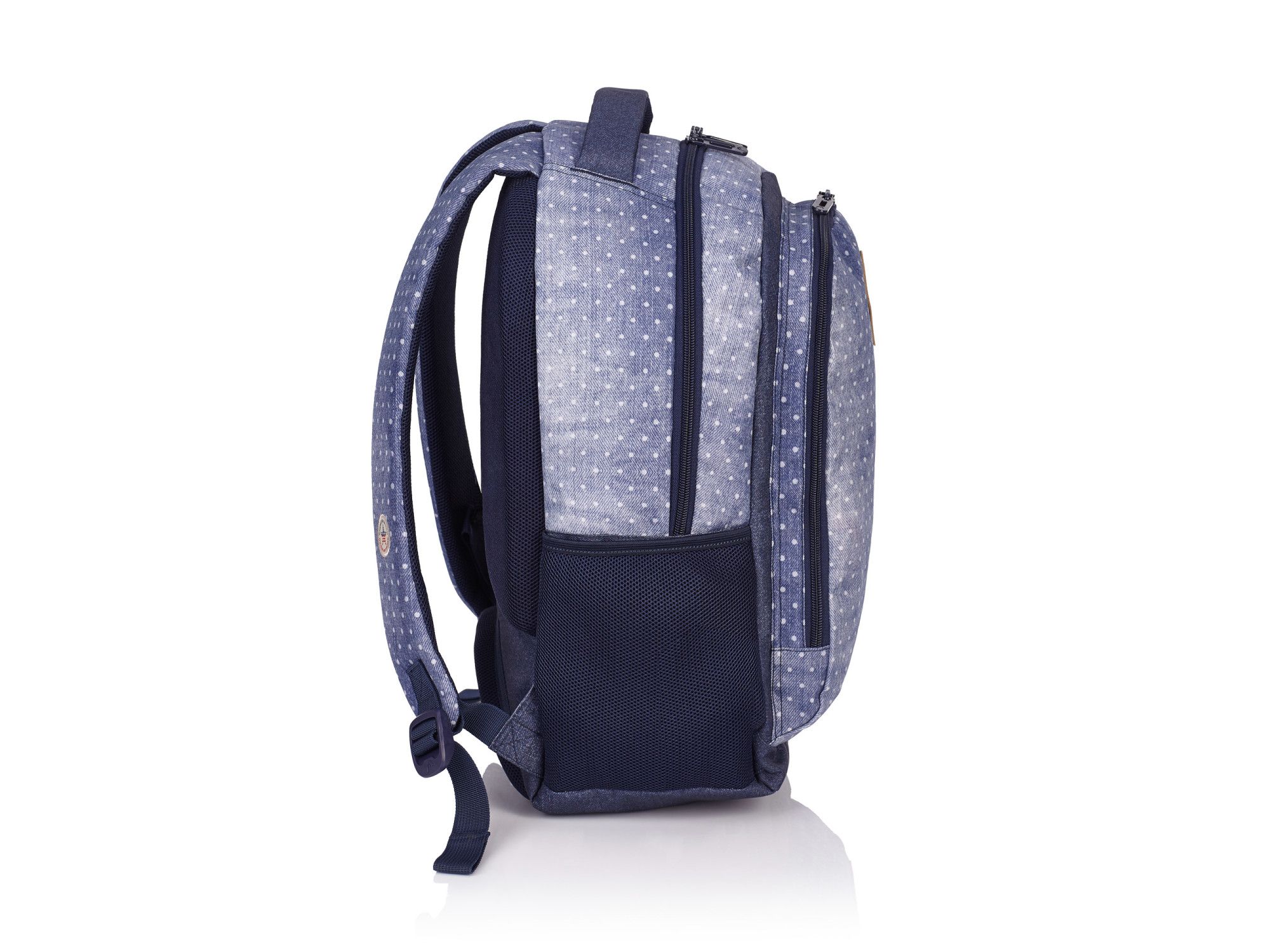 Ученическа раница, Светло Синя на Бели точки, Head