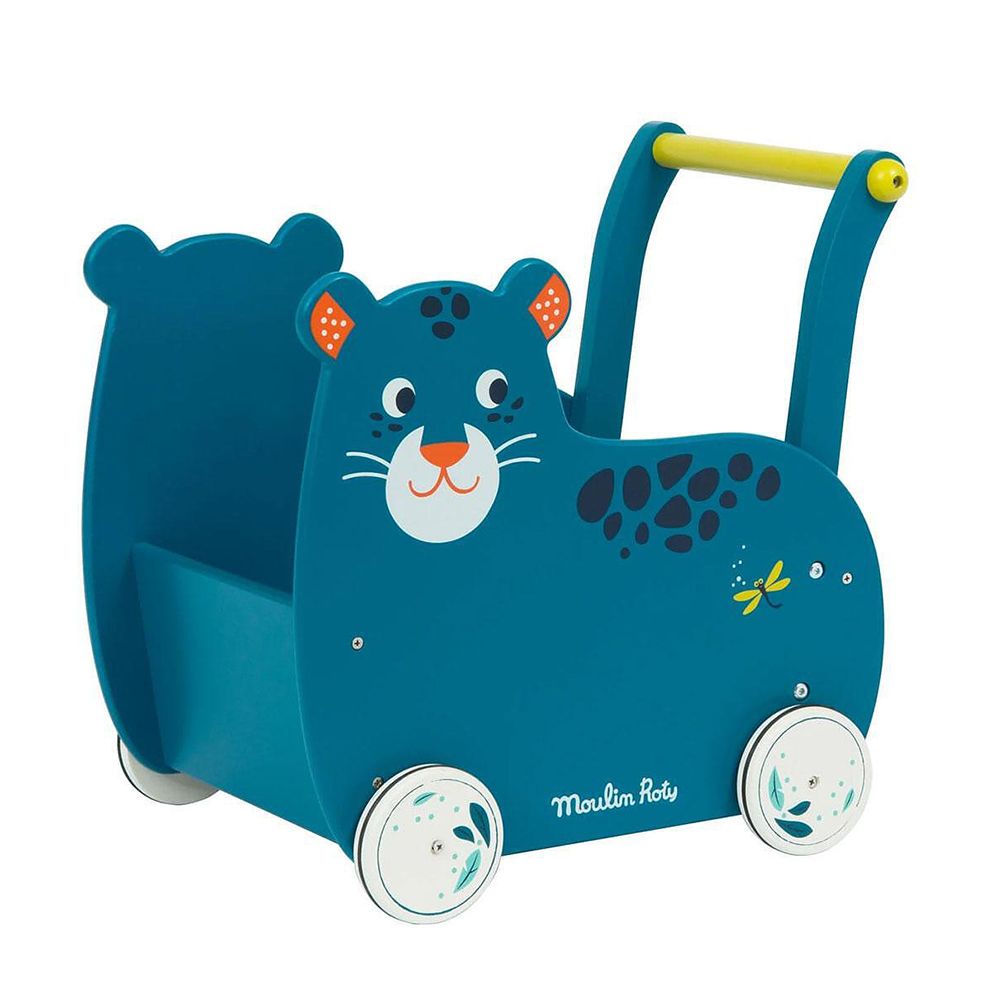 Moulin Roty, Дървена количка за бутане, с място за багаж