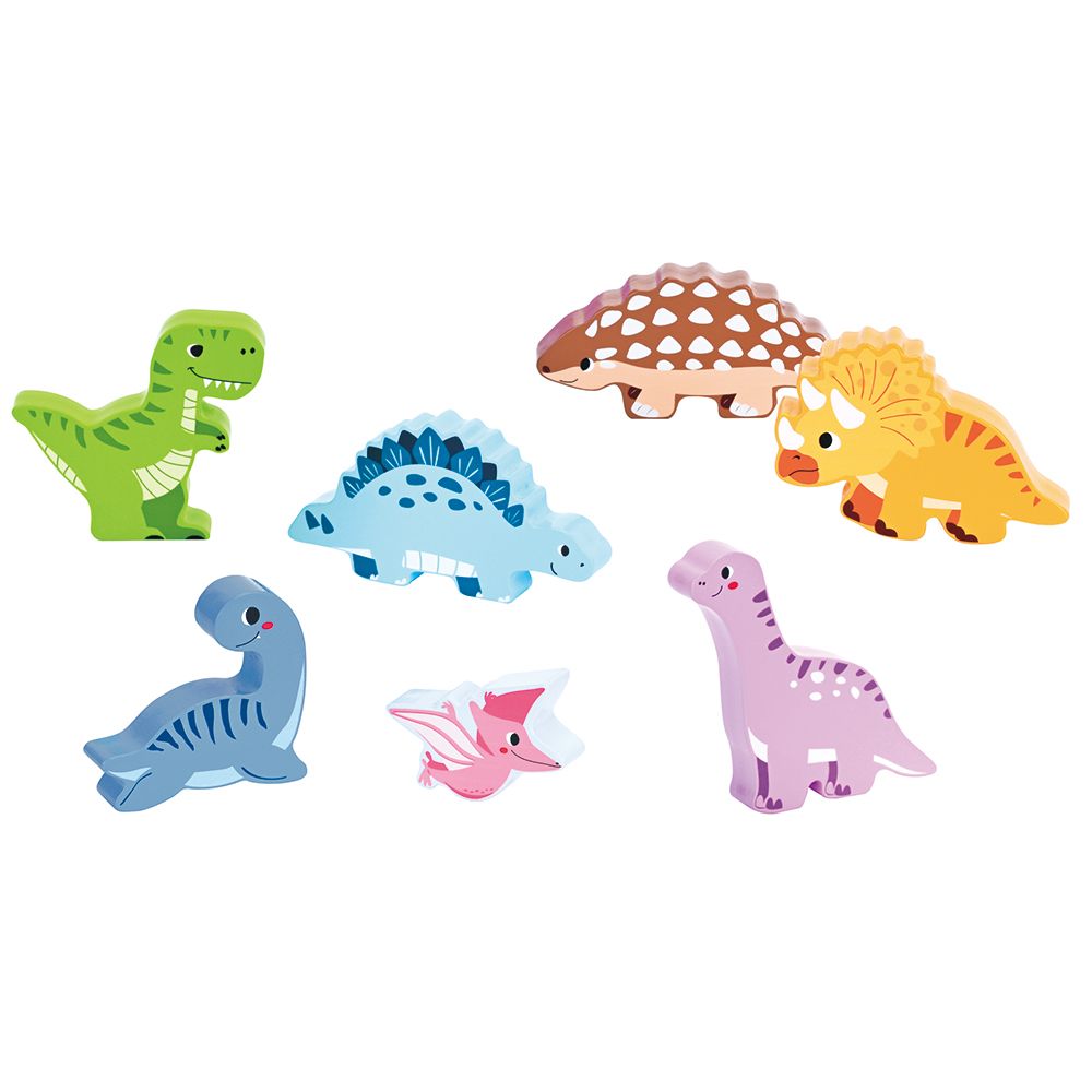 Дървен пъзел с фигури, Динозаври