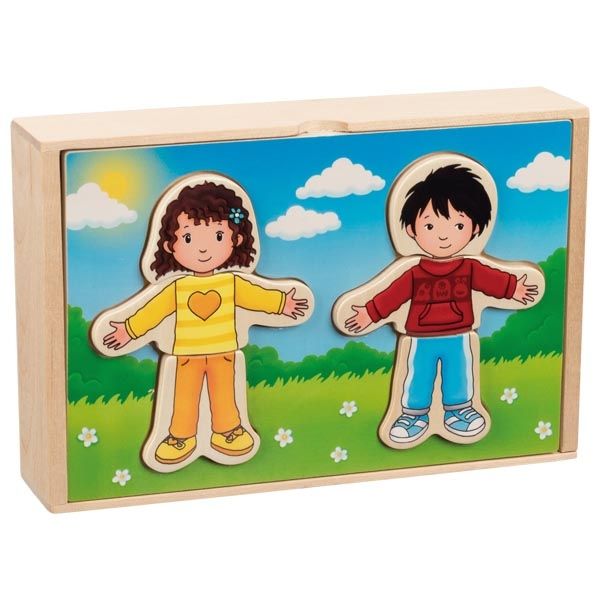 Goki, Момиче и момче за обличане, в дървена кутия