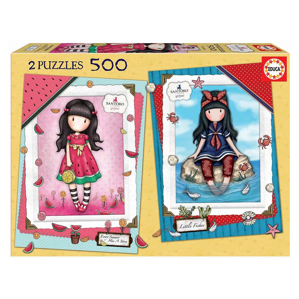 Educa, Лятна история и Малки рибки, Gorjuss, 2 пъзела по 500 части
