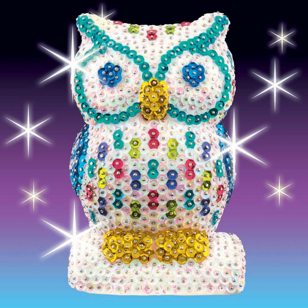 Sequin art, 3D фигурка от пайети, Бухал