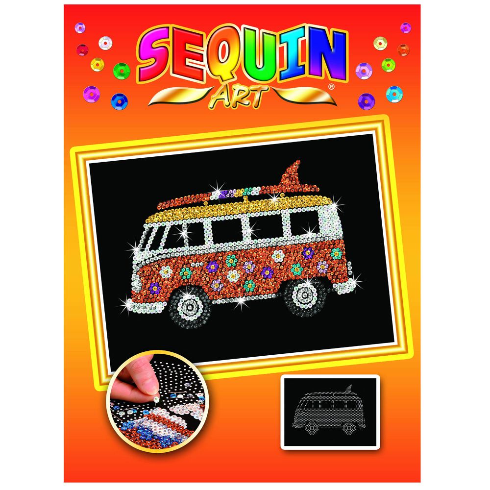 ORANGE, Изкуство с пайети, Camper van, Sequin art