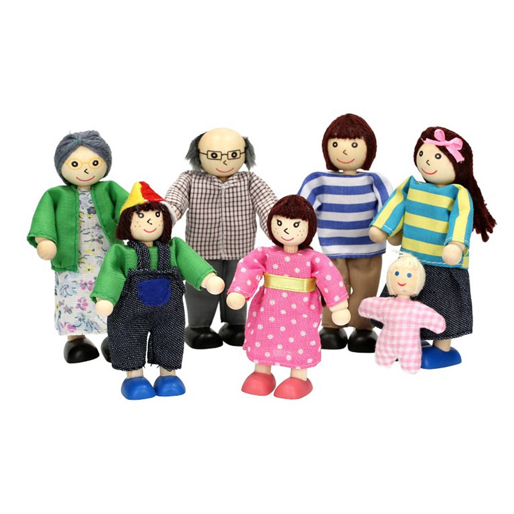 Комплект дървени кукли, Голямото семейство, 7 части