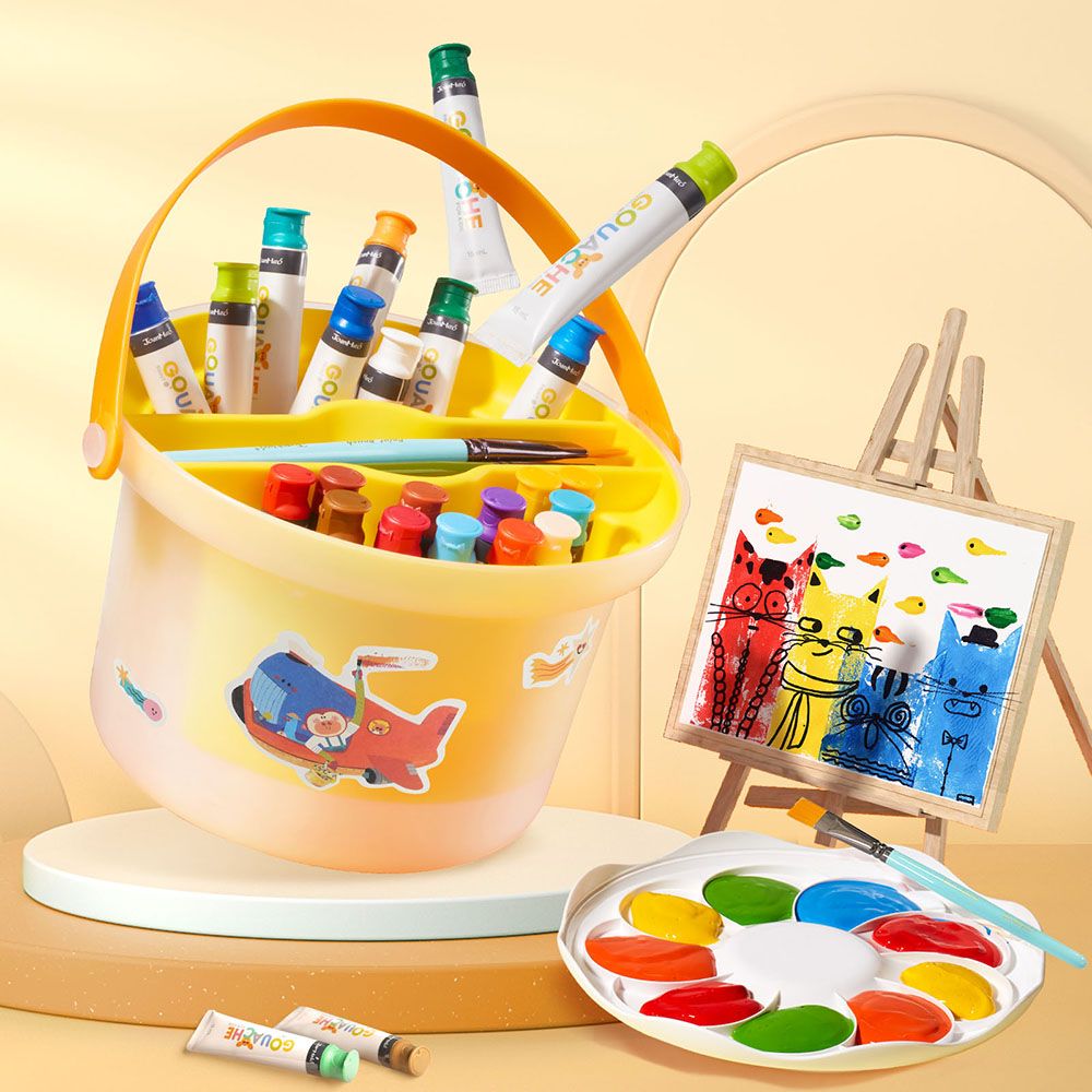 Гваш бои - 24 цвята, комплект с четки и палитра