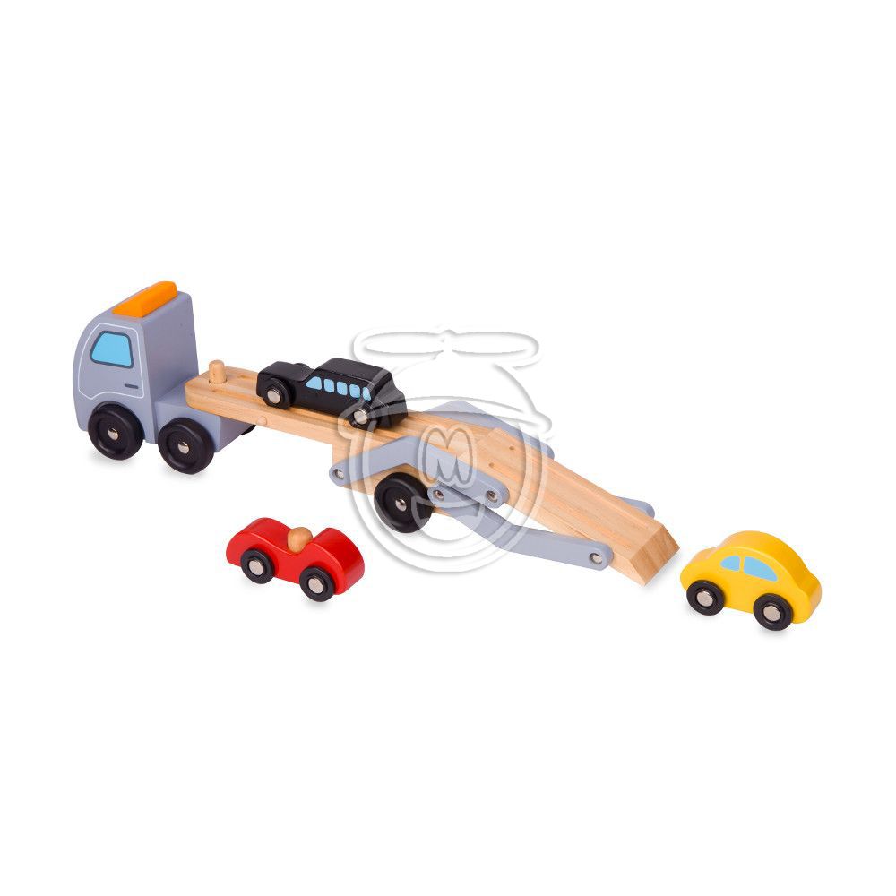 Детски дървен автовоз с три колички