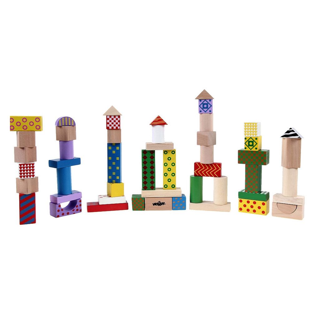 Дървен конструктор цветен, 50 части