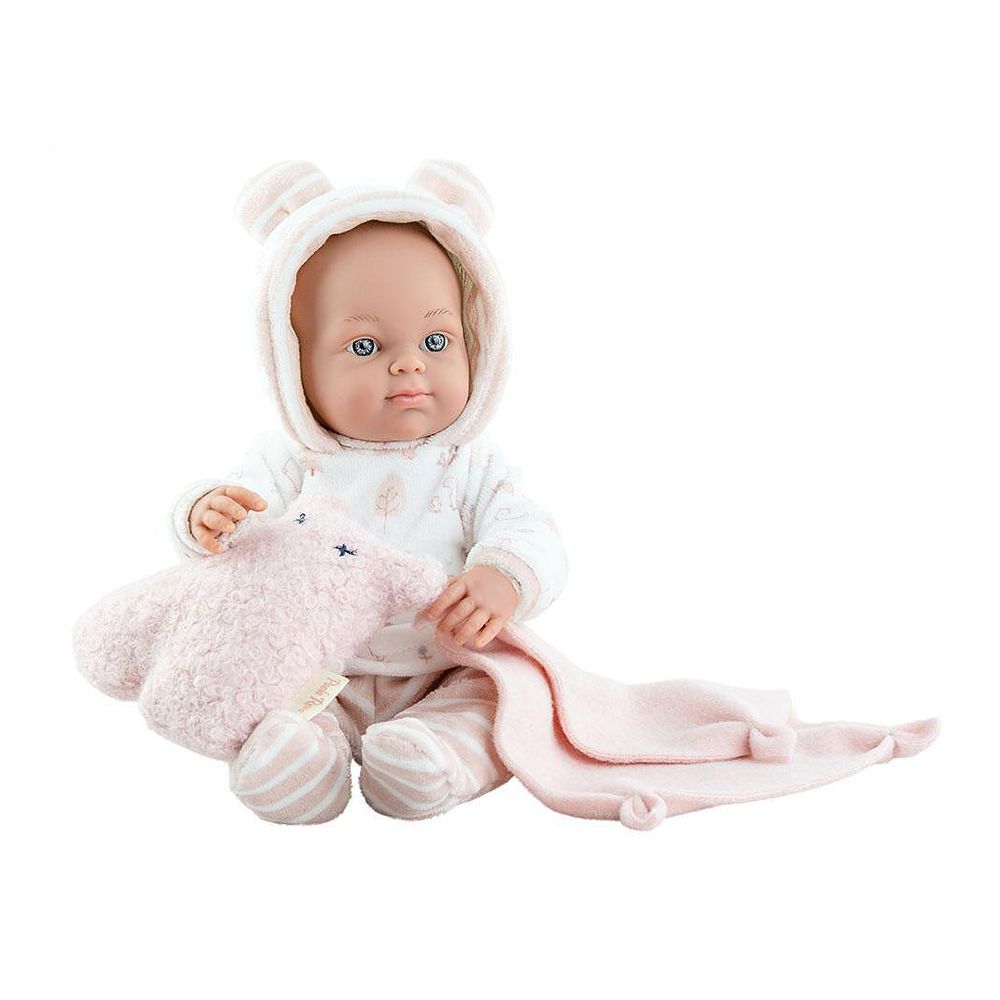 Mini Pikolines, Кукла бебе Кат, с качулка с ушички, 32 см, Paola Reina