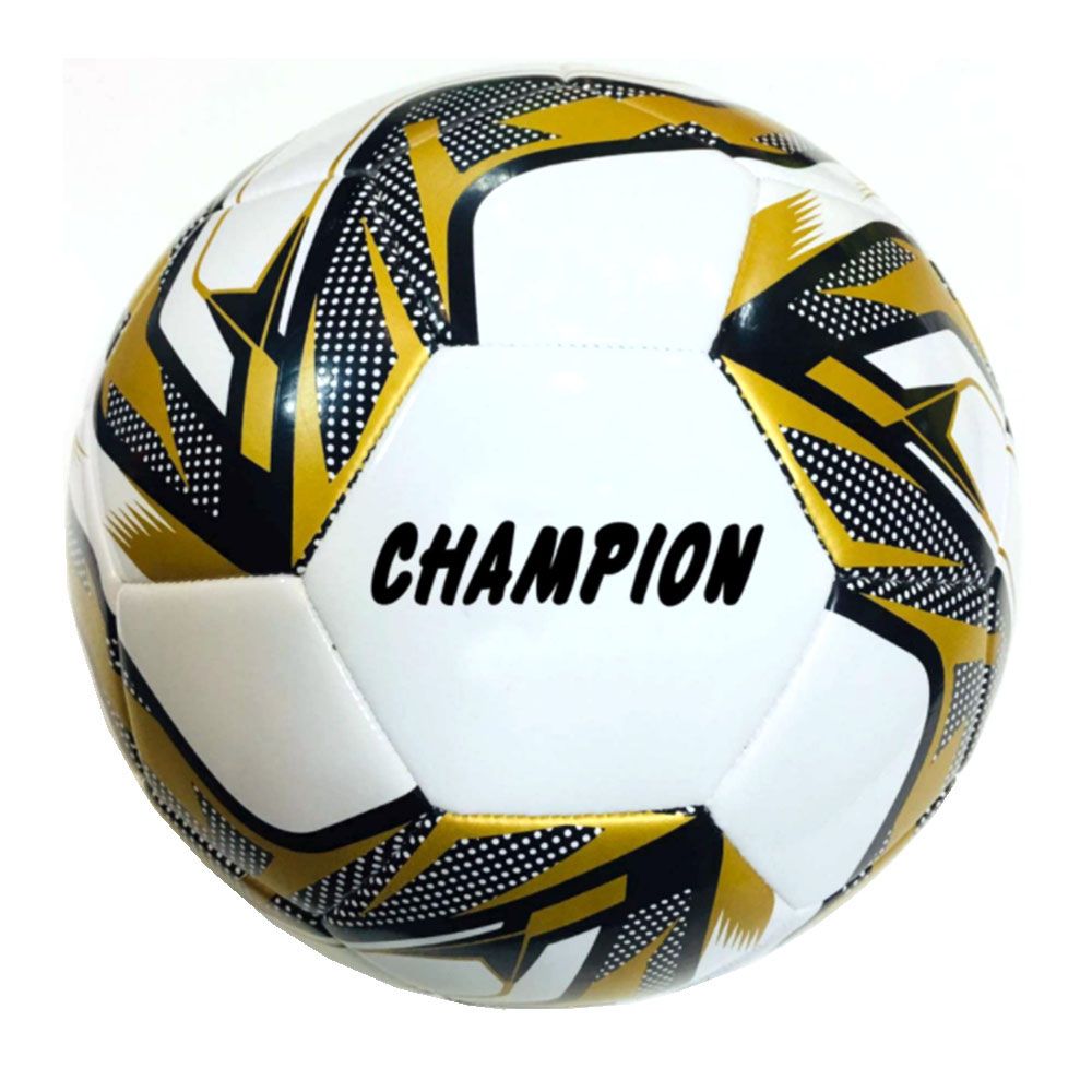 Футболна кожена топка, Champion, бял, златист