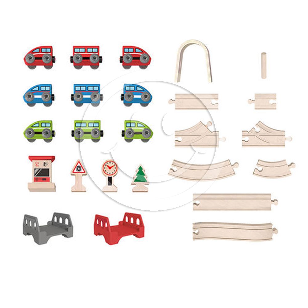 Комплект дървен влак с релси, 85 части