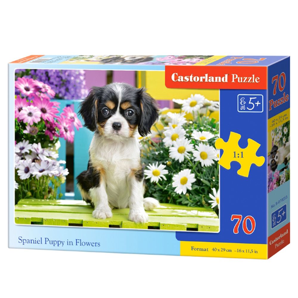 Castorland, Кученце шпаньол в цветя, пъзел 70 чаcти