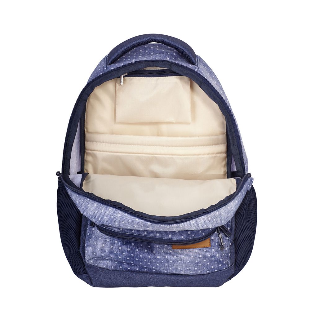 Ученическа раница, Светло Синя на Бели точки, Head